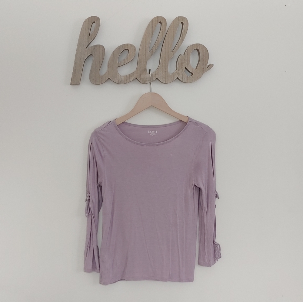 LOFT Outlet Lavender Tie Sleeve Top (SP)